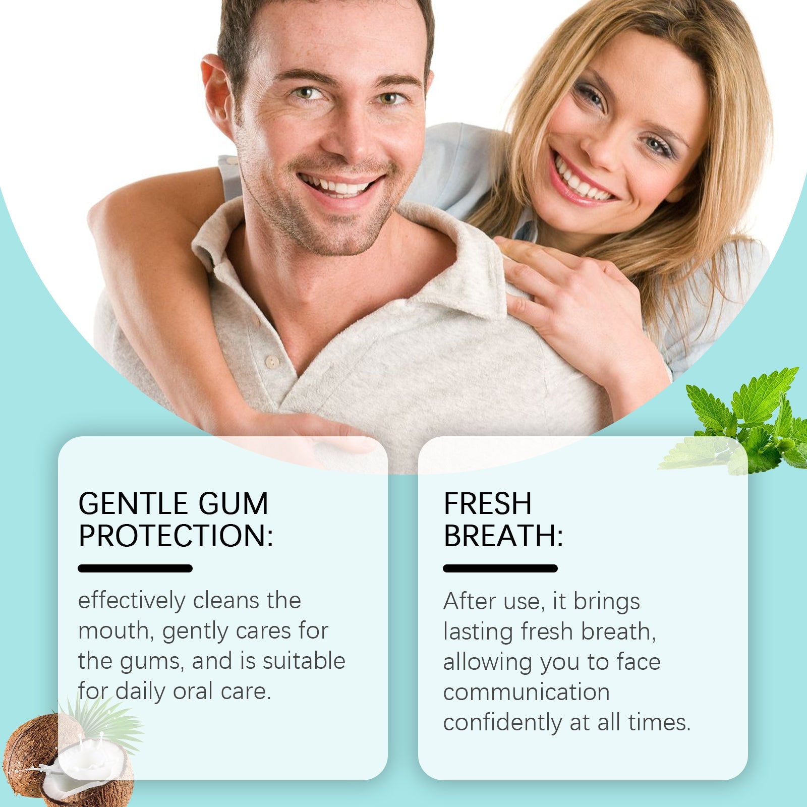 Coconut Oil Mouthwash for Fresh Breath, Oral Odor Treatment, Gentle Daily Dental Care ,60ml