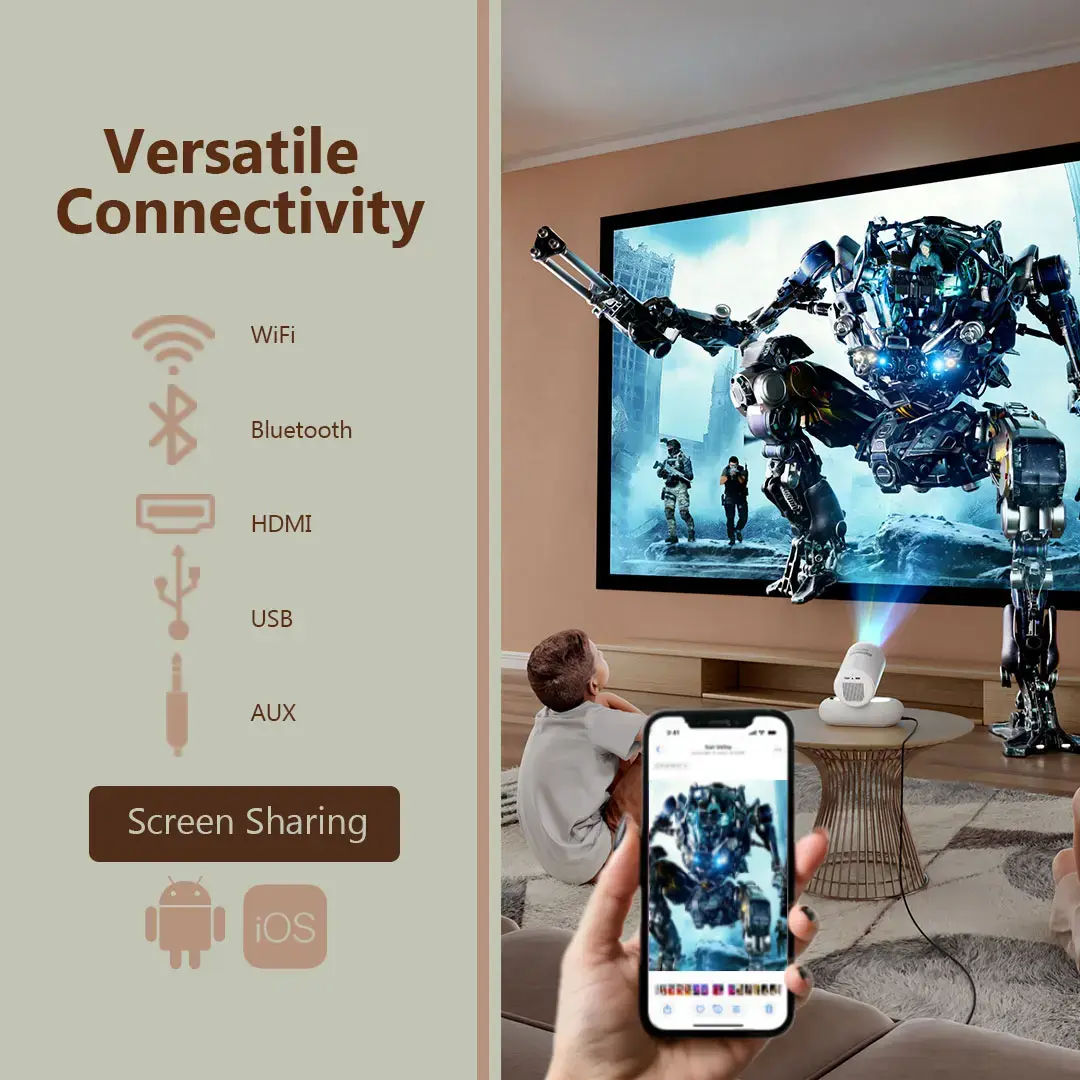 Porodo Lumacast Smart Full HD Projector Auto Focus & Keystone
