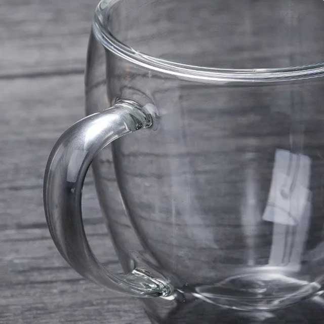 Double Layer Glass Cup with Handle - Insulated Coffee, Tea, and Beverage Mug for Hot & Cold Drinks
