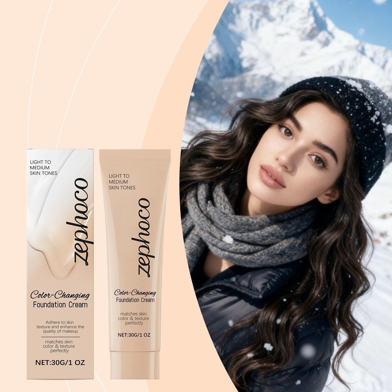 Color-Changing Foundation, Natural Look, Lightweight, Flawless Coverage ,30g