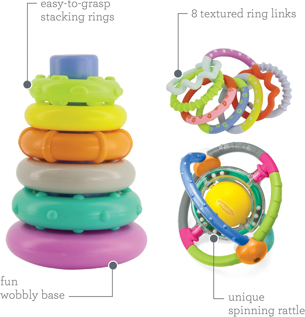 Infantino Box of Cheer - Stacking Rings & Rattle Activity Set