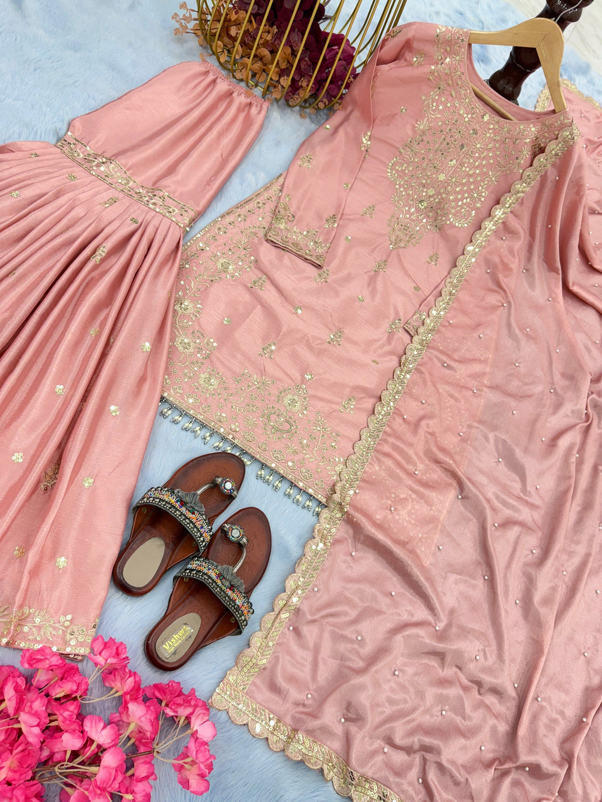 Fab Zone Designer Party Wear Look Top Plazzo & Fancy Dupatta