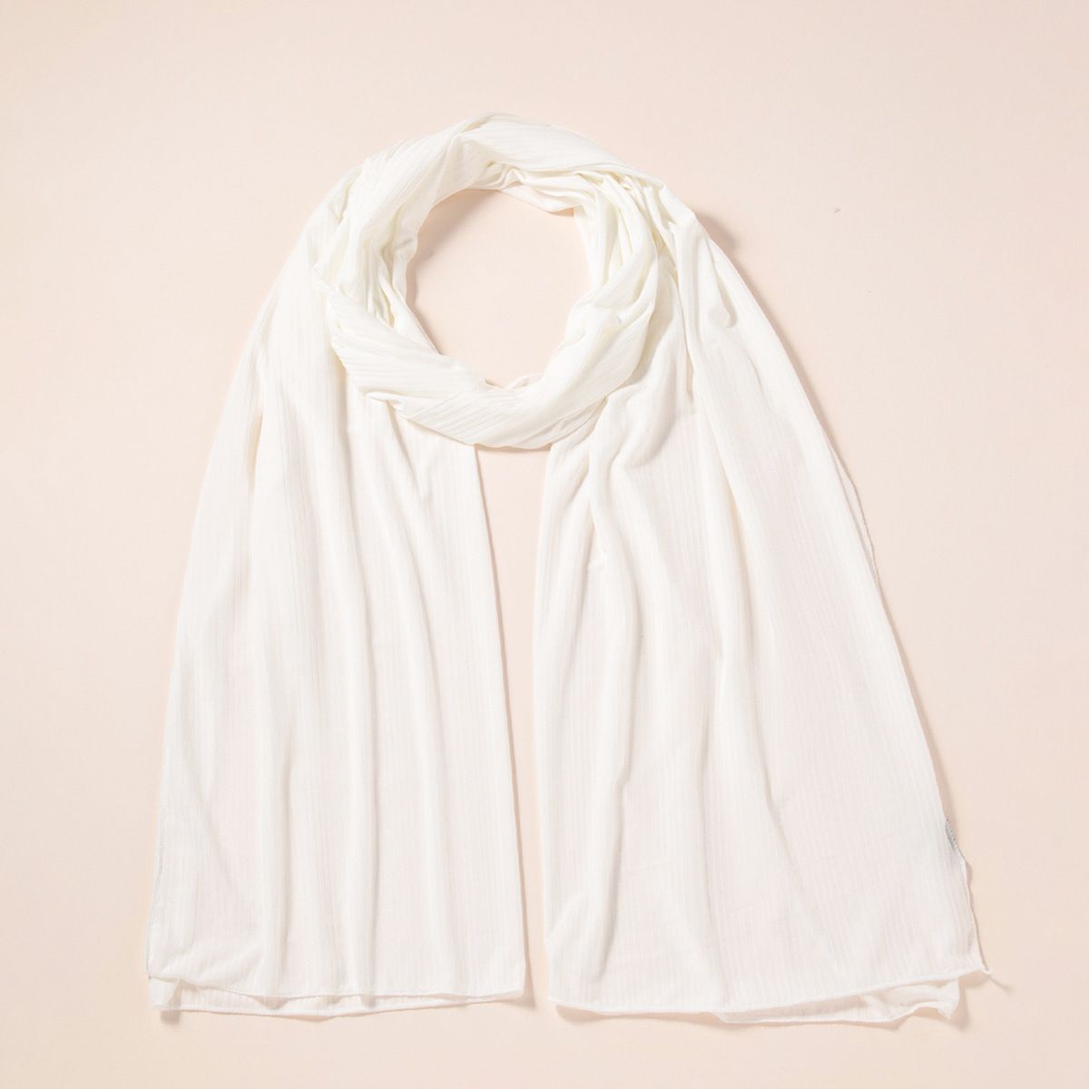 Cream Knit Cotton Long Hijab Scarf for Women