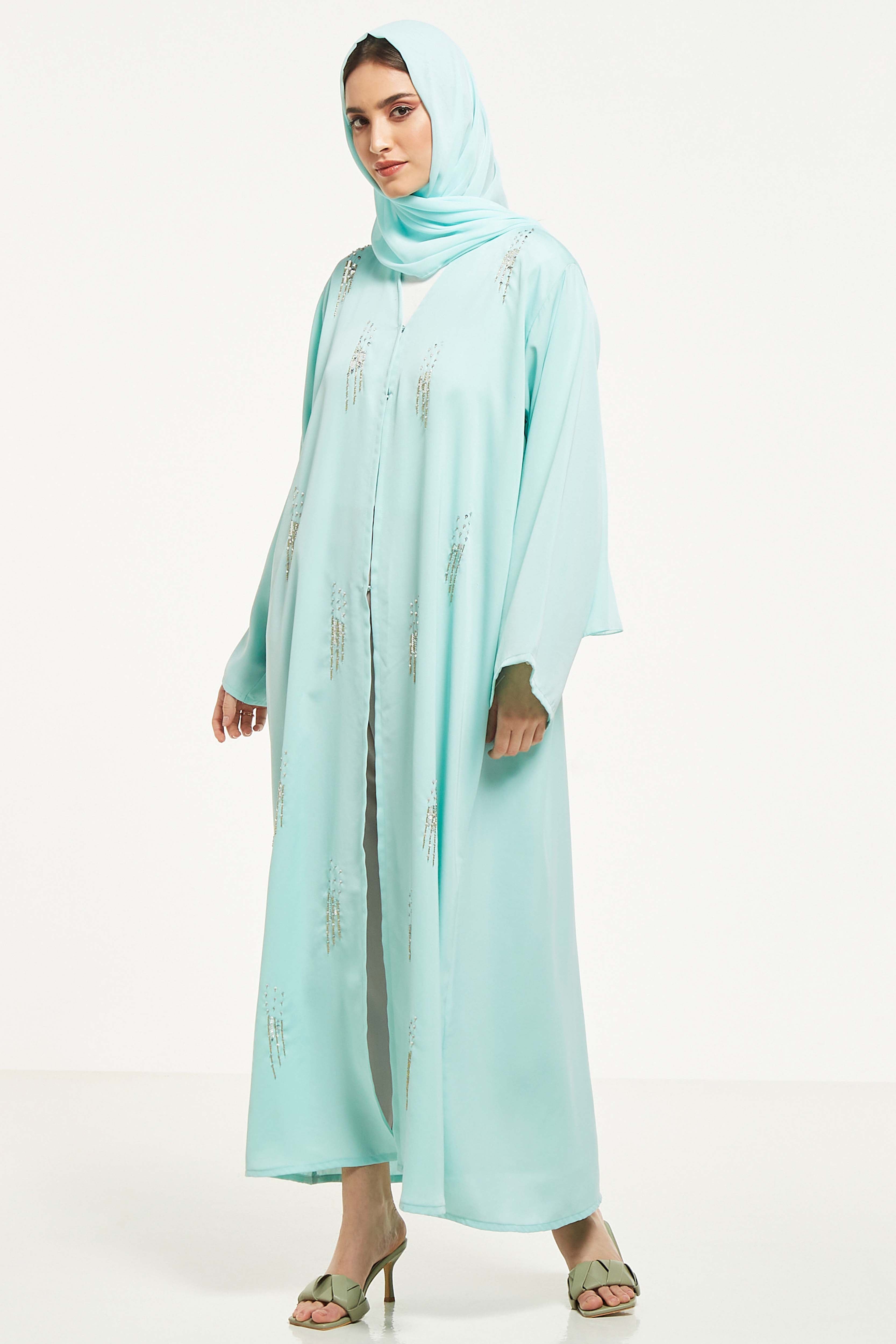 MOiSTREET Embellished Abaya with Sheila