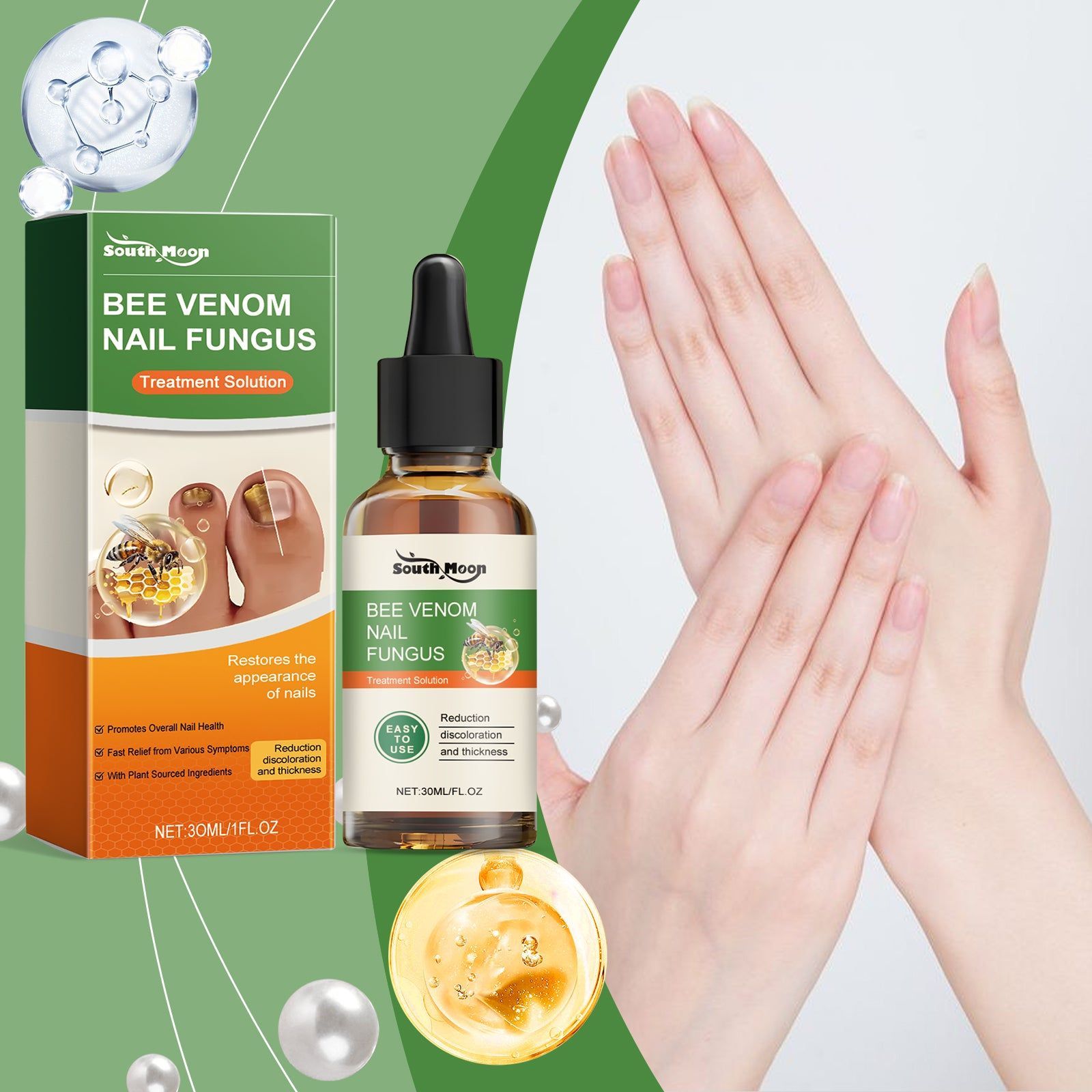 Bee Venom Nail Care Lotion, Moisturizes Brightens, Fights Fungus, Promotes Healthy Nails ,30ml/box