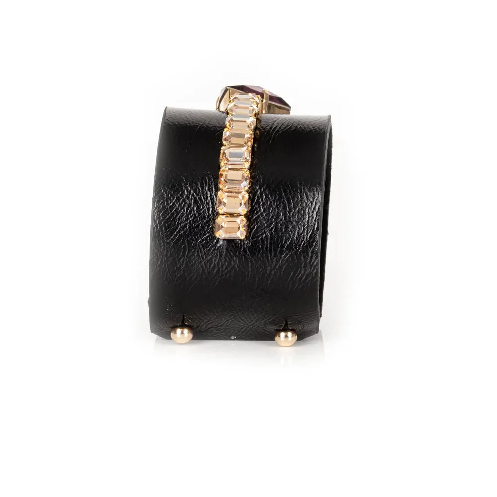 The Dark Midnight Empress Crystal Leather Cuff