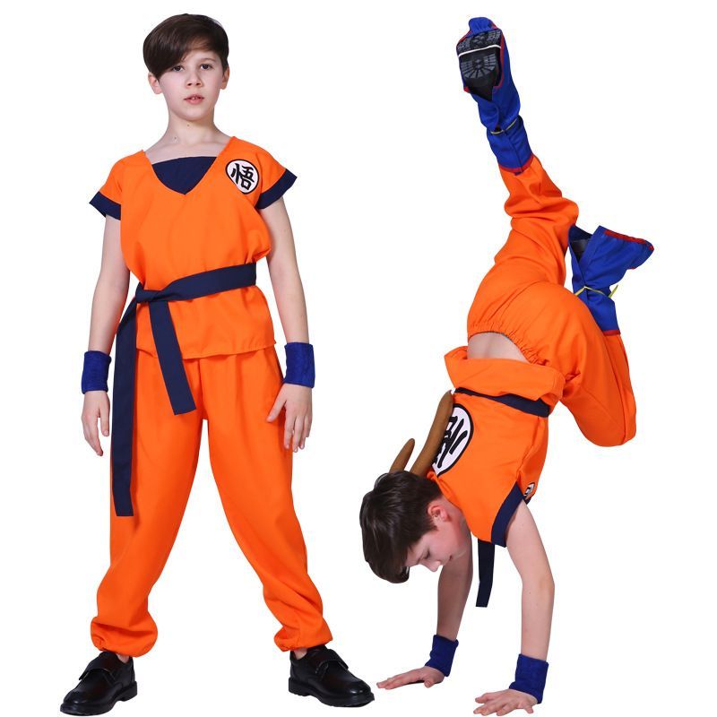 Goku Costume Set Dragon Ball Z Suit Halloween Anime Cosplay Outfit For Kids Adults