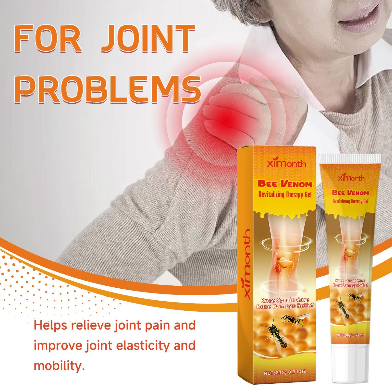 Bee Venom Body Care Gel, Joint Pain Relief, Anti-Inflammatory, Muscle Recovery ,20g