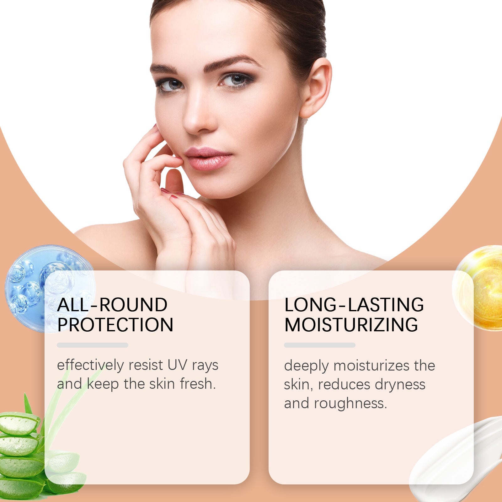 Anti-Aging Sunscreen Moisturizer, SPF 50, Hydrating, UV Protection, Anti-Wrinkle, Daily Face Body Care ,60g