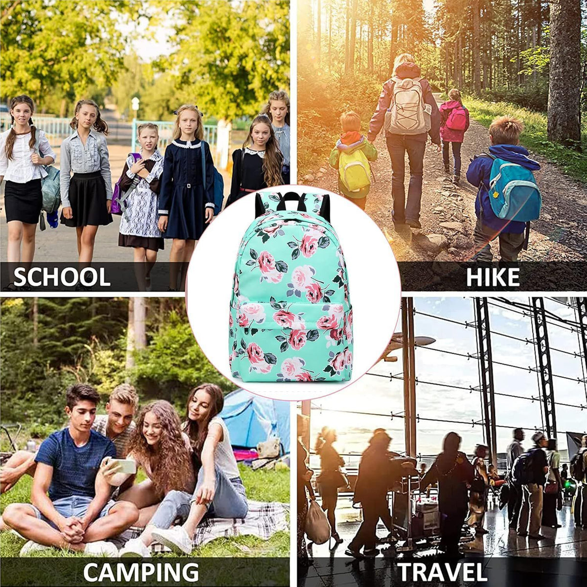 Teen Backpacks for Girls School Bags Student Bookbags with Lunch Box Pencil Case