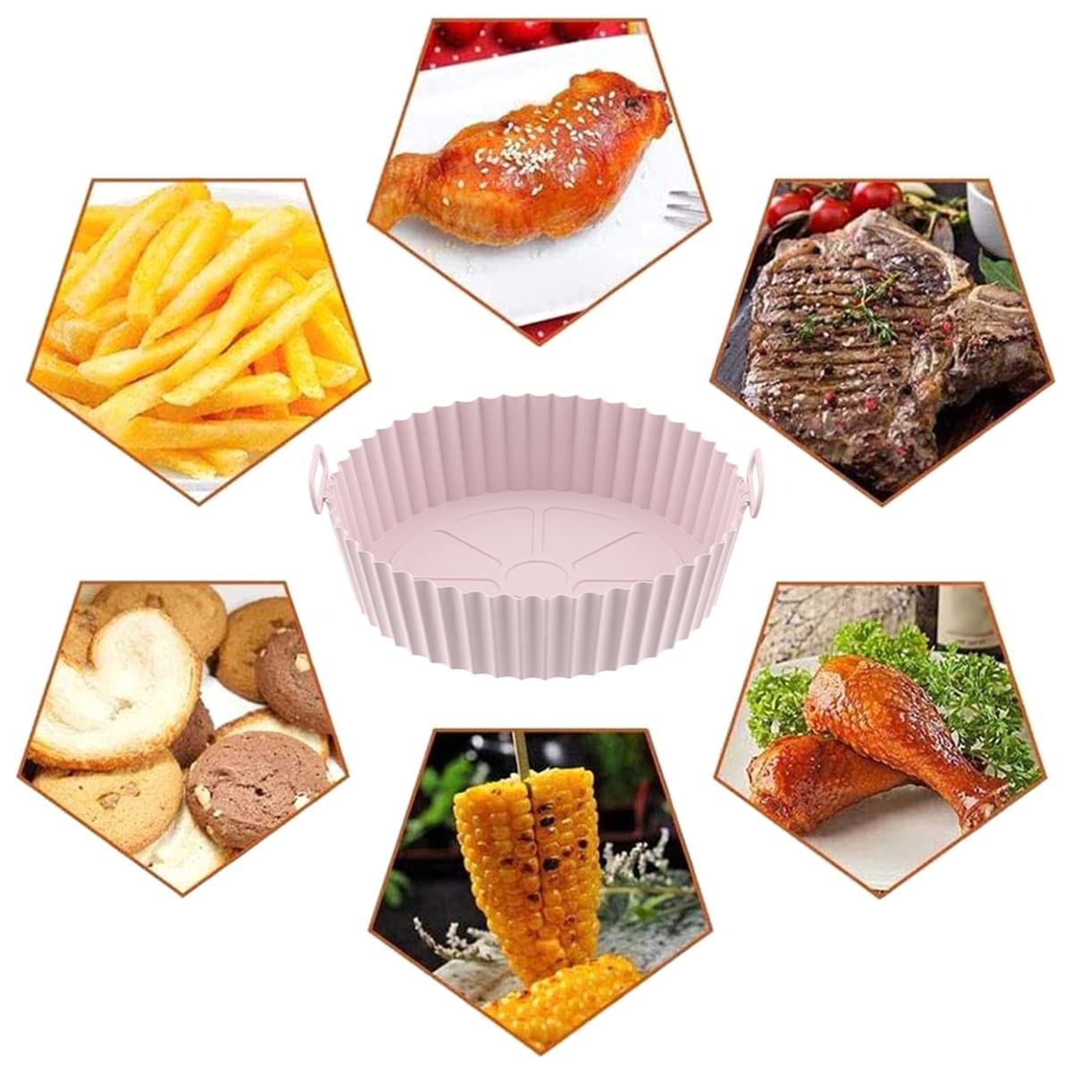 2Pcs Silicone Air Fryer Liner Reusable Air Fryer Basket 7.5 Inch Baking Tray