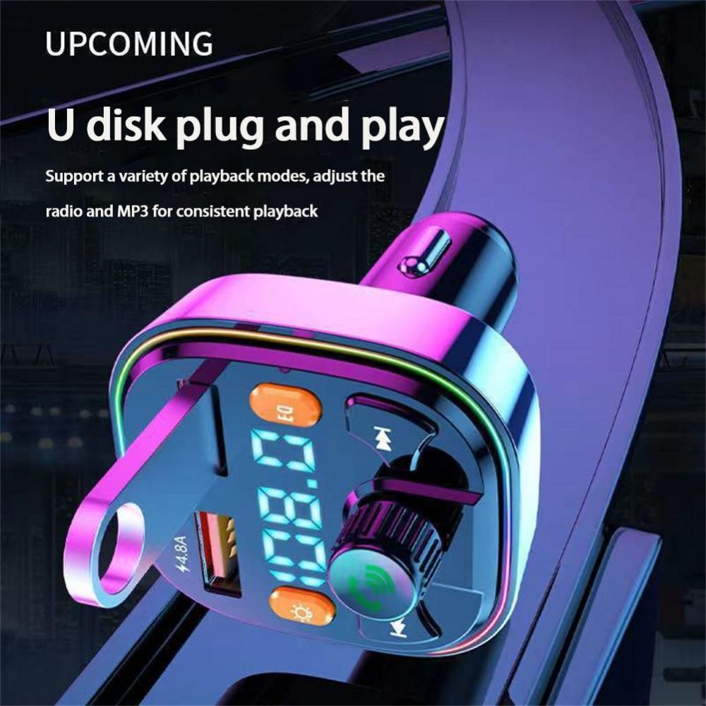 Car Bluetooth 5.0 FM Transmitter Dual USB Port Fast PD Car Charger Radio Adapter