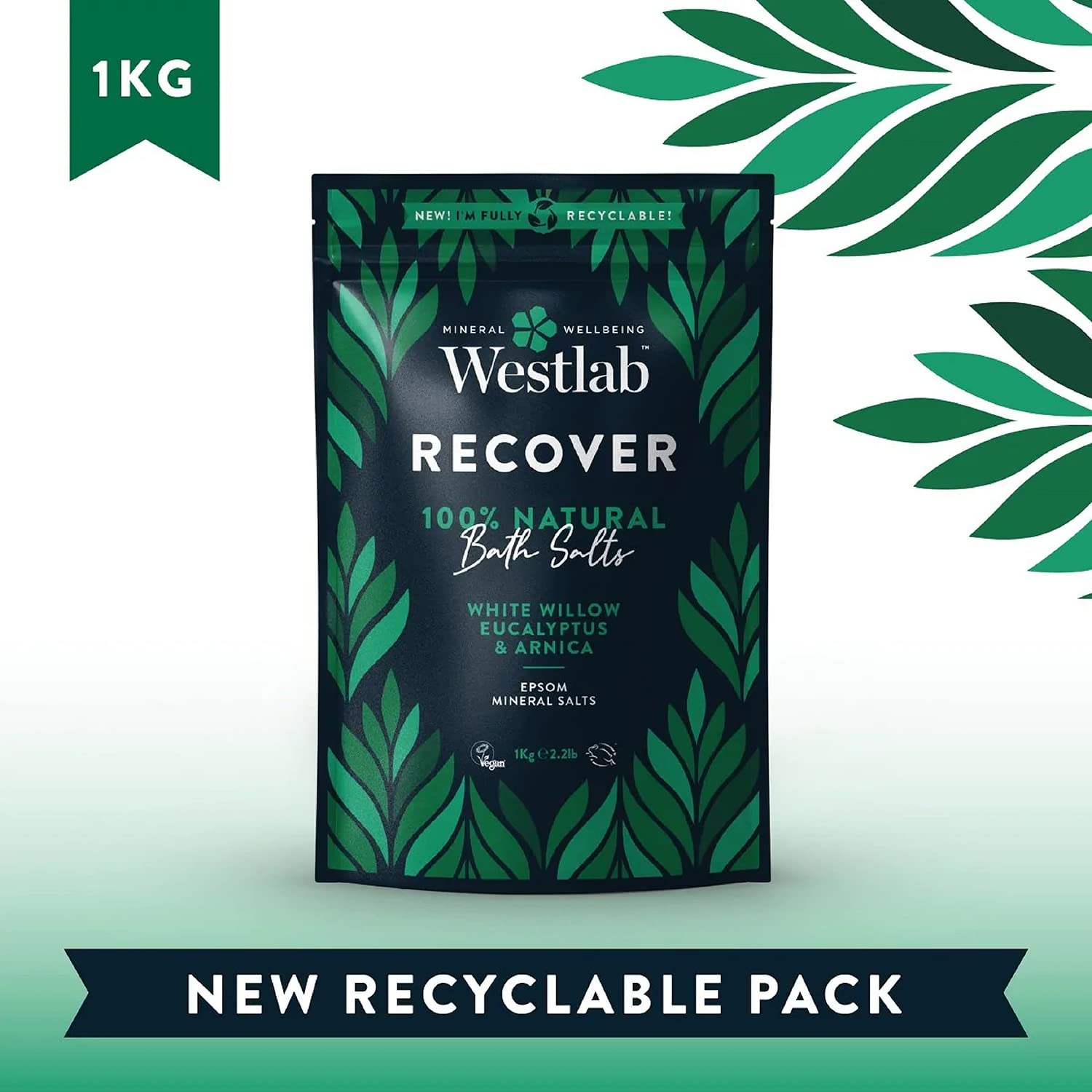 ملح الاستحمام Westlab Recover مع ملح إبسوم 1 كجم