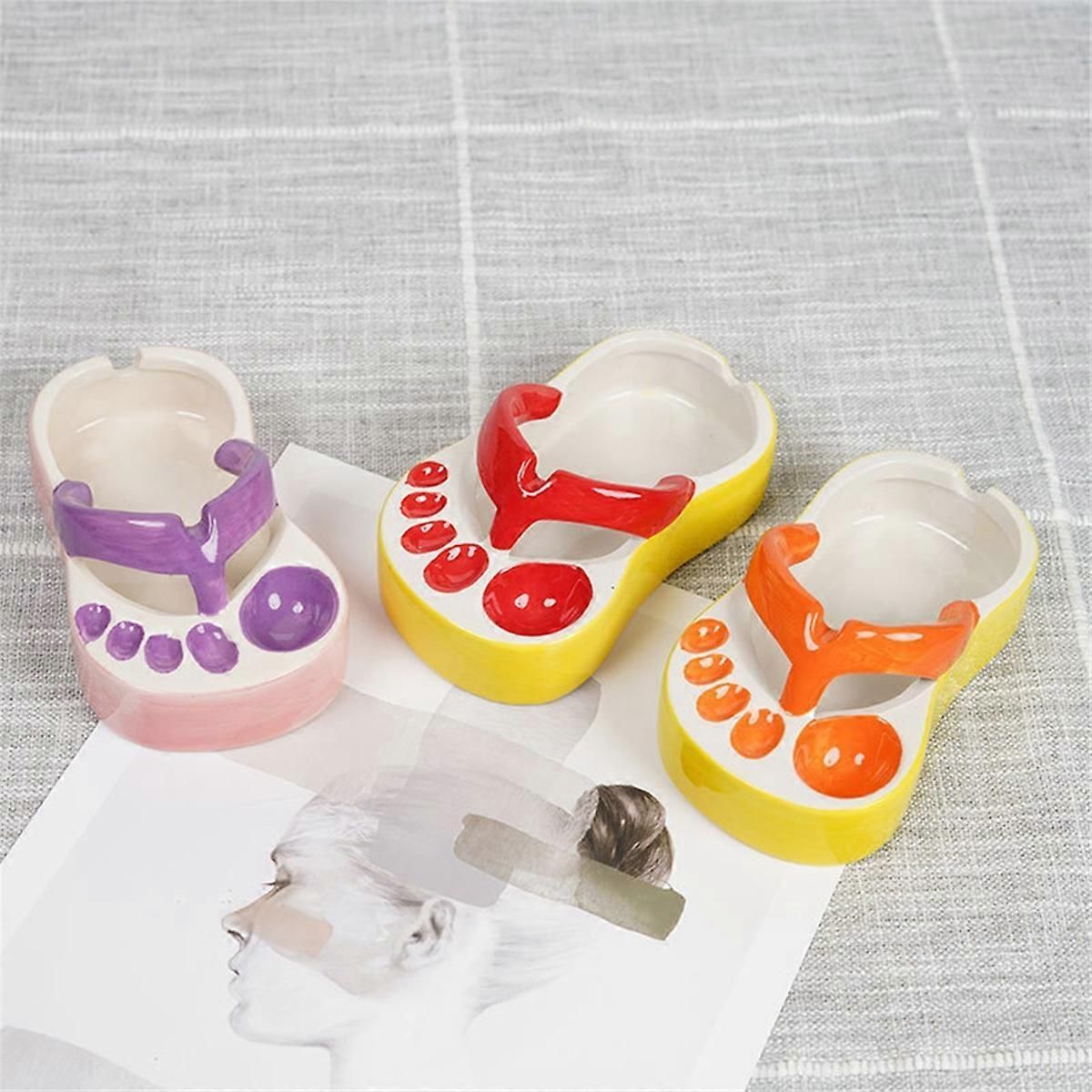 Cute Slipper French Fries Tomato Sauce Dipping Dish Tray Ashtray,C