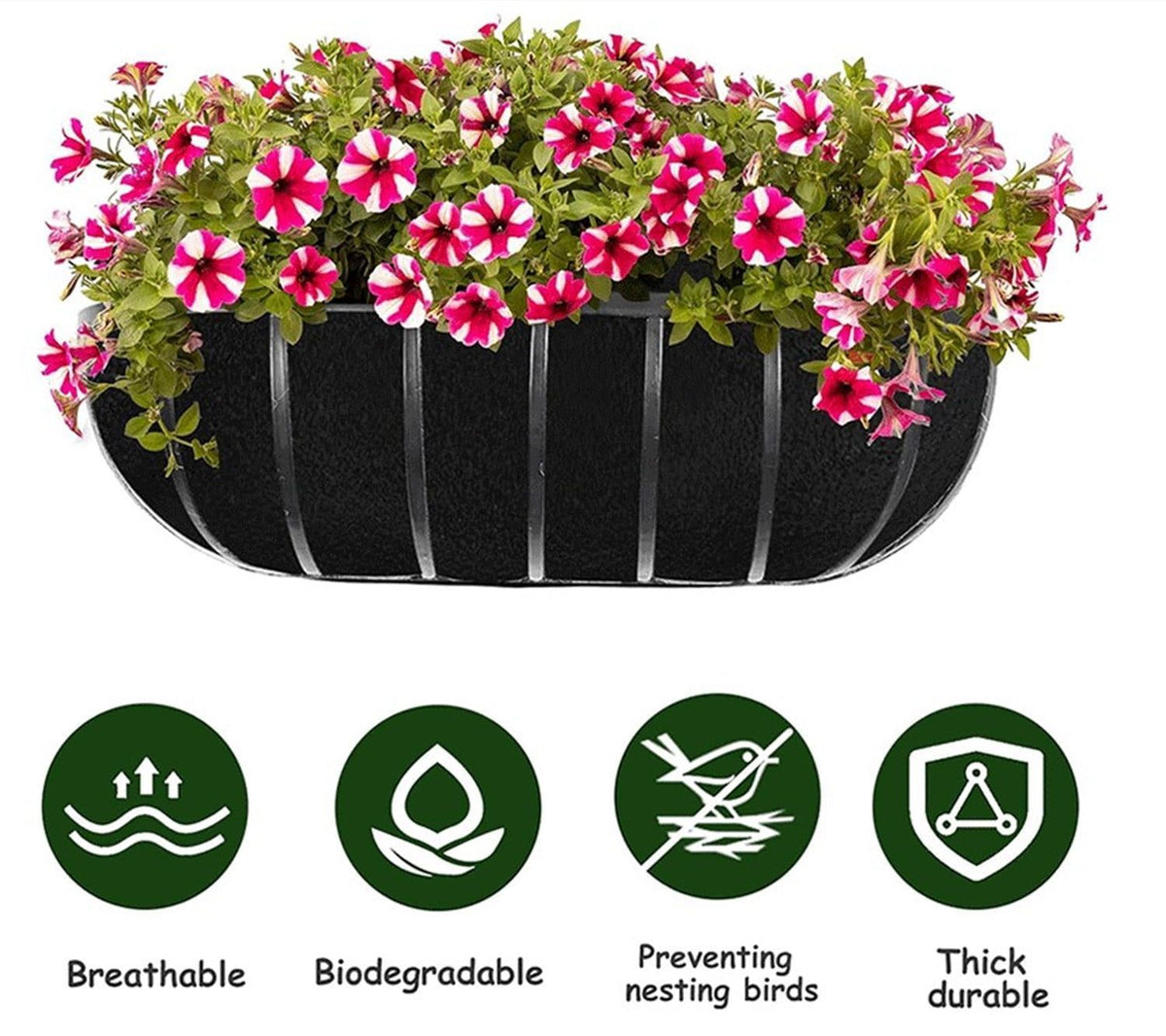 3Pcs Planter Basket Liners Fabric Window Box Liners Trough Planter Liner Replacement