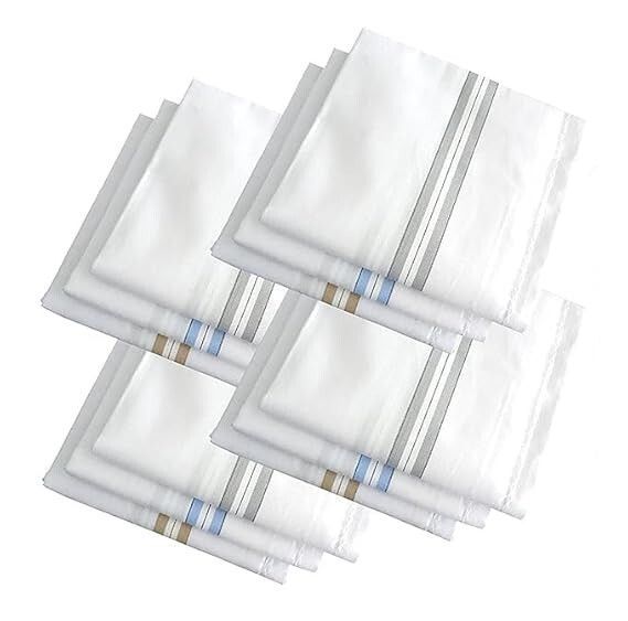 Pack of 12 Soft Durable Cotton Handkerchiefs for Men's