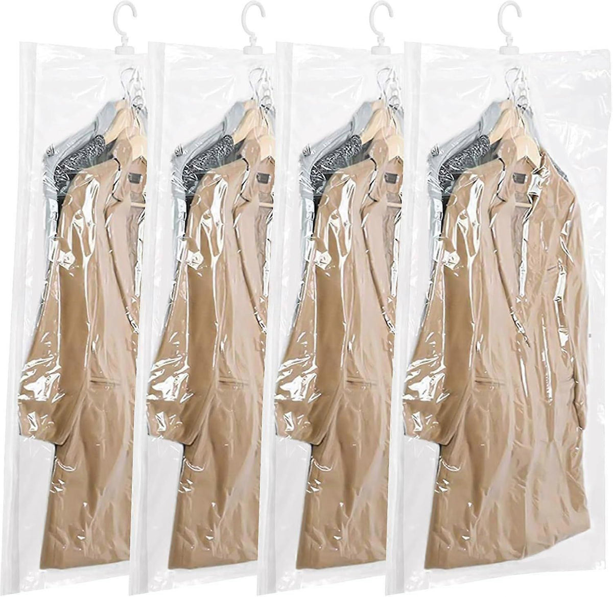 4 Pack Hanging Vacuum Storage Bags With 360 Degree Hanging Hooks