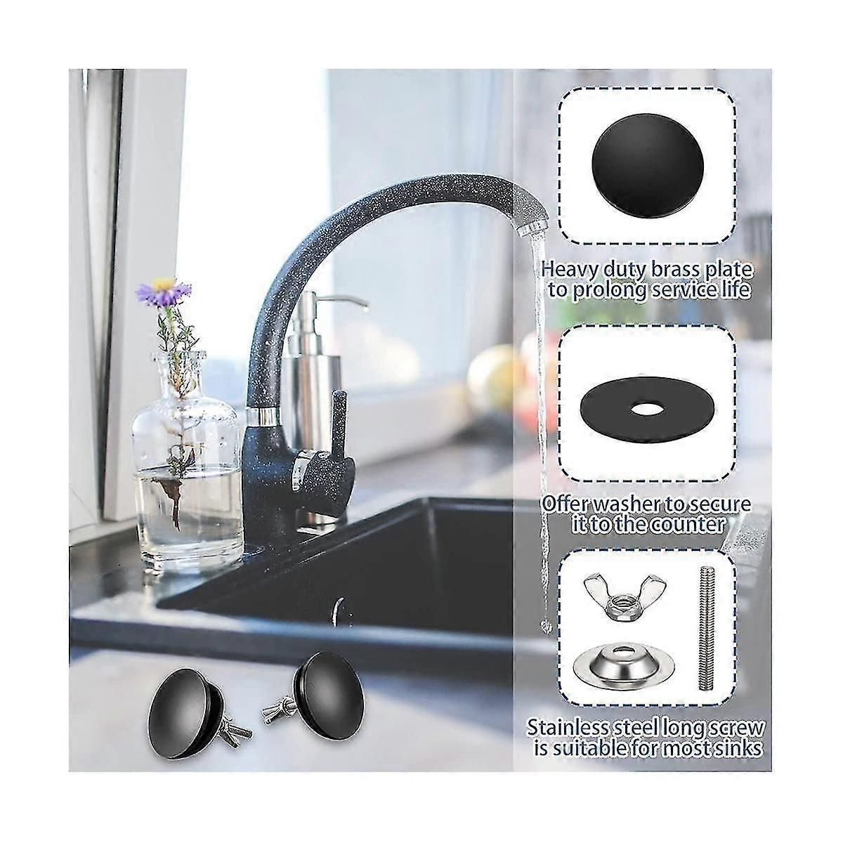 2 Inch Stainless Steel Sink Hole Cover With Rubber Gasket for Kitchen
