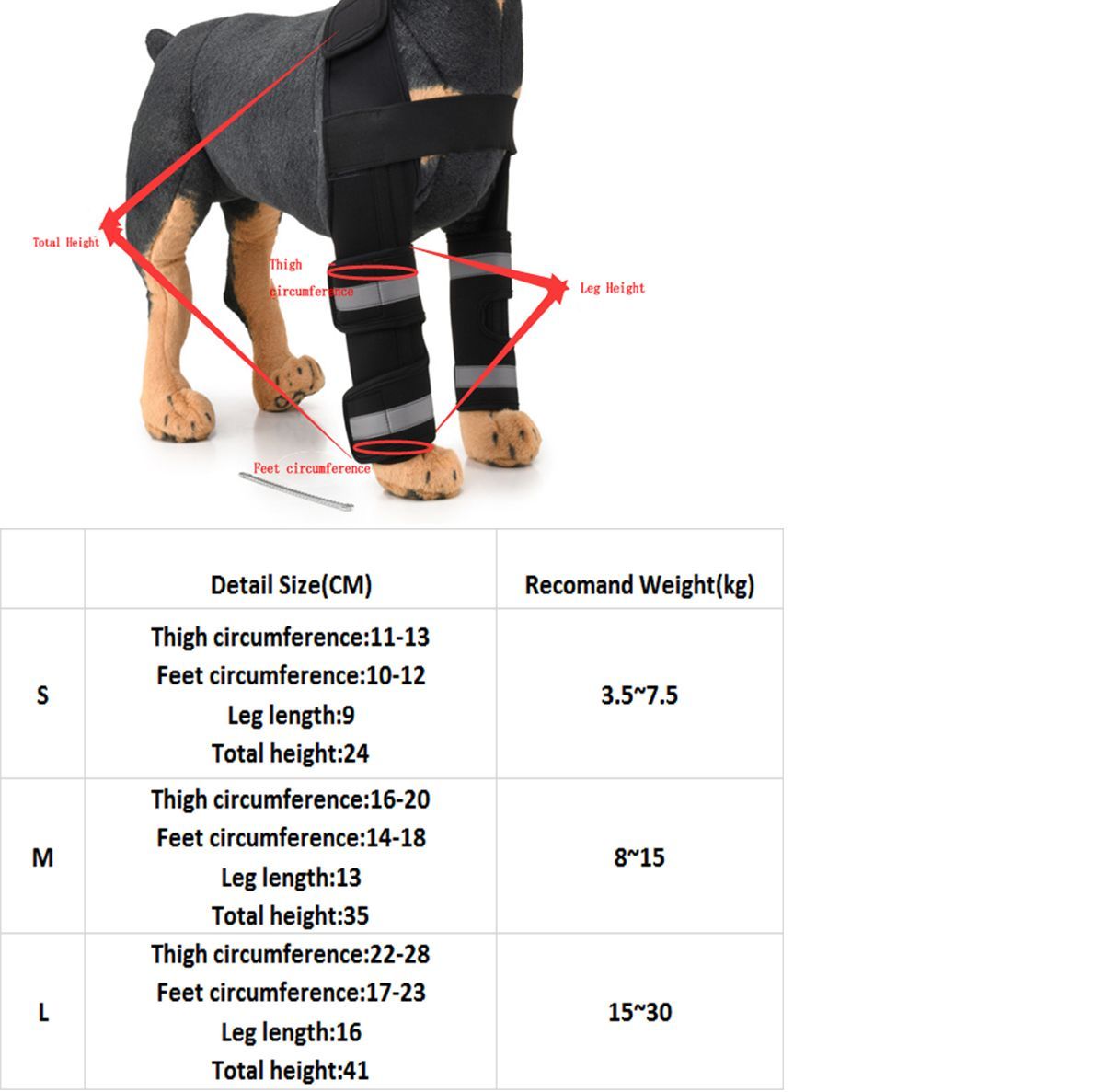 Dog Reflective Compression Sleeves Elbow Protector Wth Bandage Wrap Heals Sprains