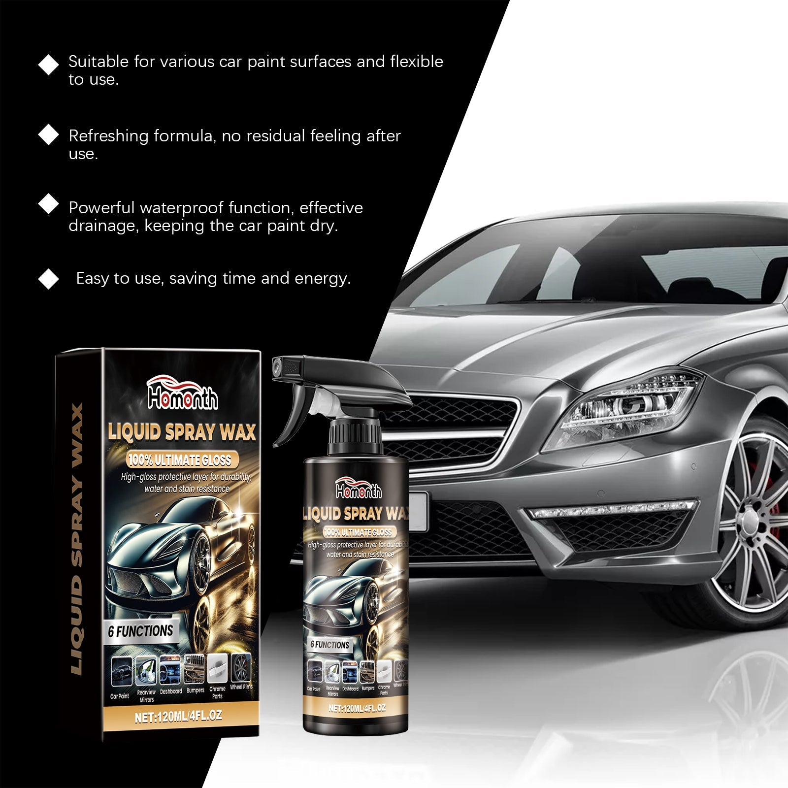 Anti-Scratch Car Coating Spray, Glossy Protective Paint, Easy to Use ,120ml
