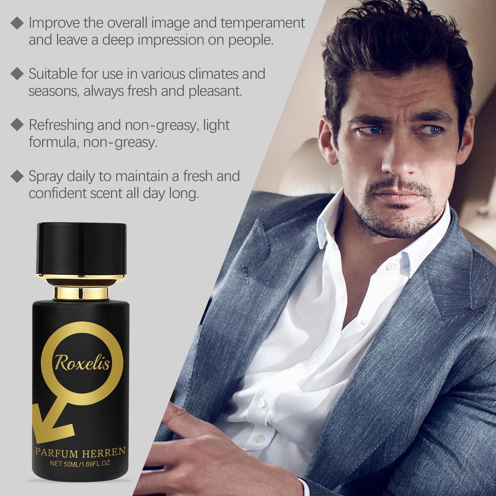 Cologne Eau De Toilette, Lasting Fragrance, Men's Fresh Scent, Elegant, Daily Perfume ,50ml