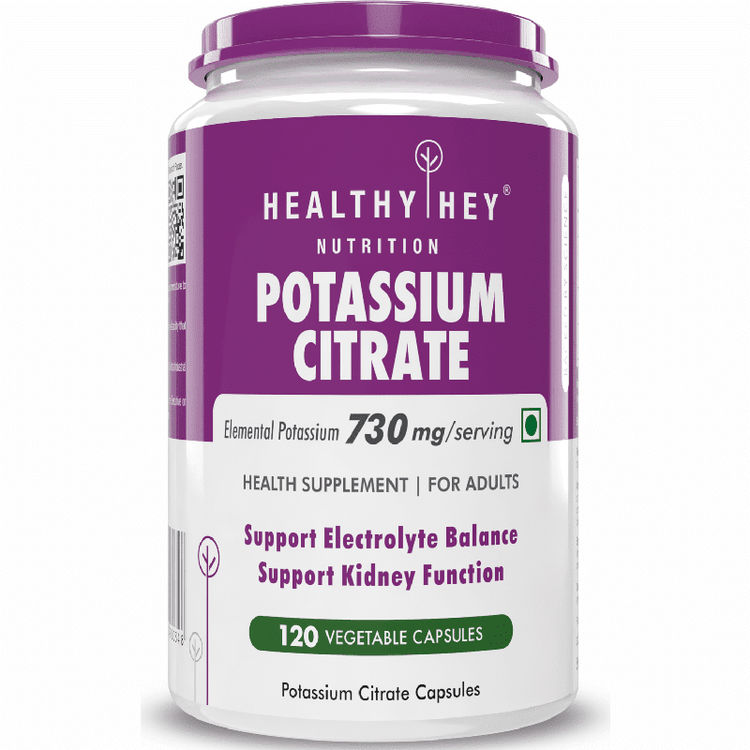 HealthyHey Potassium Citrate 730mg - 120 Vegetable Capsules