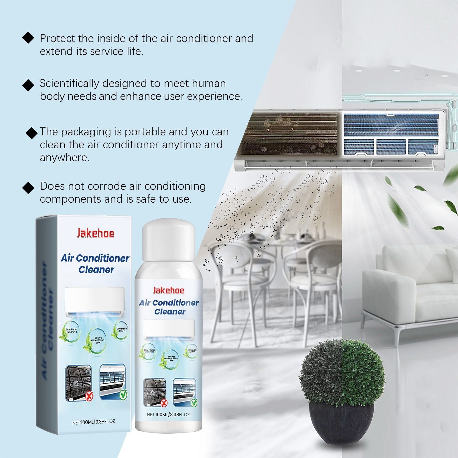 Air Conditioner Cleaner Foam, Powerful, Eco-Friendly, Easy to Use ,100ml