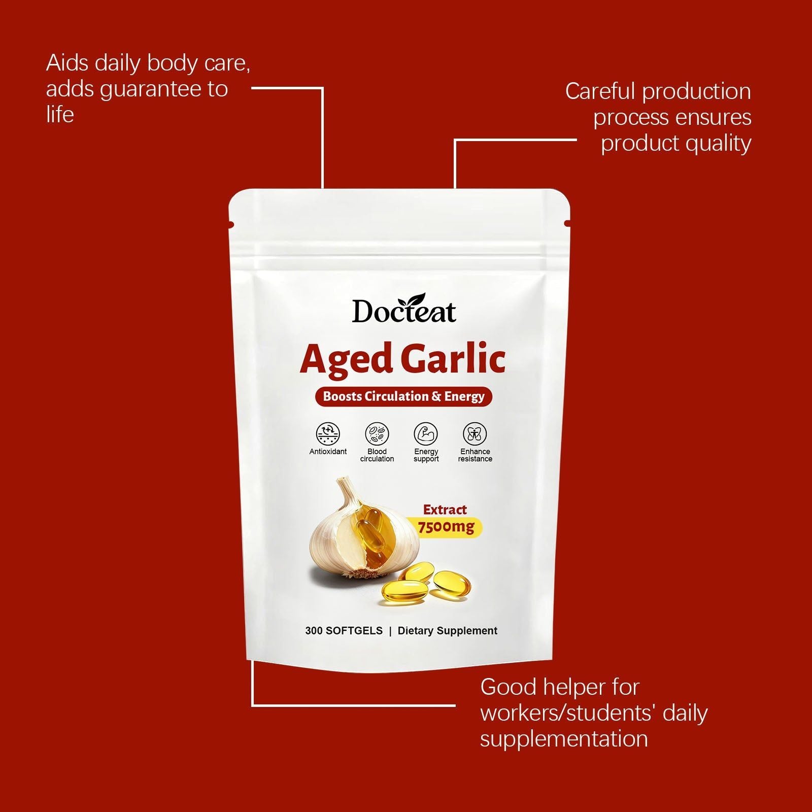 Boost Your Body Care with Garlic Extract Soft Capsules, Immune & Heart Support ,300 softgels