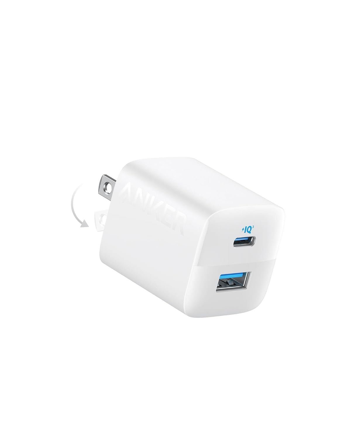 Anker 323 Charger 33W Dual-Port Fast Charger, USB-C PD + USB-A, Compact Design, White