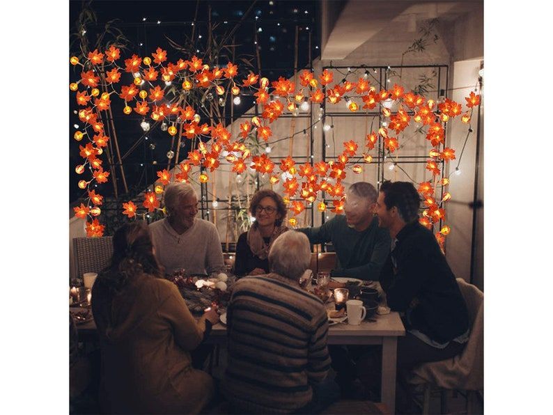 LED Maple Pumpkin Lantern String Halloween Garden Decorations Lights Thanksgiving Pumpkin Lamp