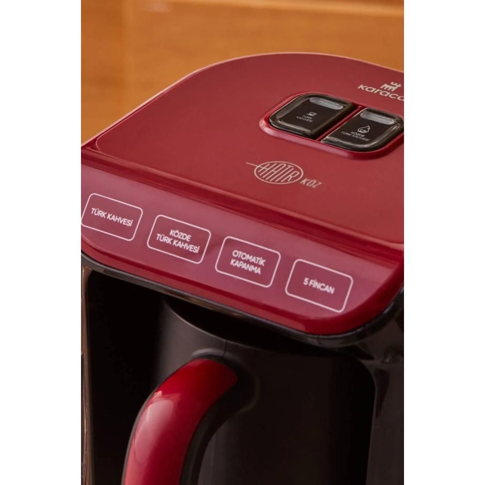 Karaca Hatir Kozde Turkish Coffee and Turkish Coffee Machine Red with Plenty Of Foam With a Capacity of 5 Cups