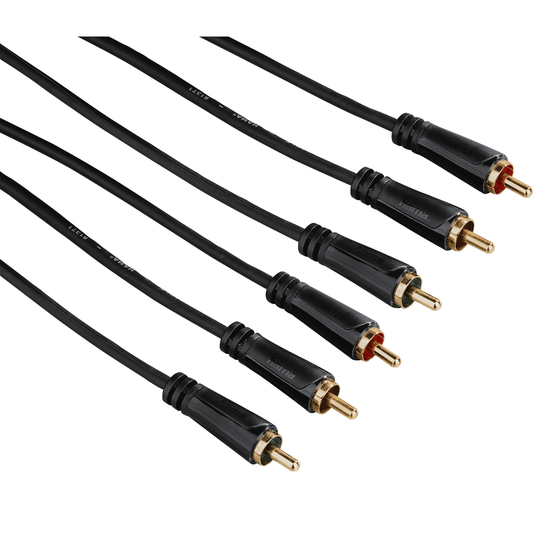 HAMA 122147 YUV connection cable, 3 cinch plugs - 3 cinch plugs, gold-plated, 1.5