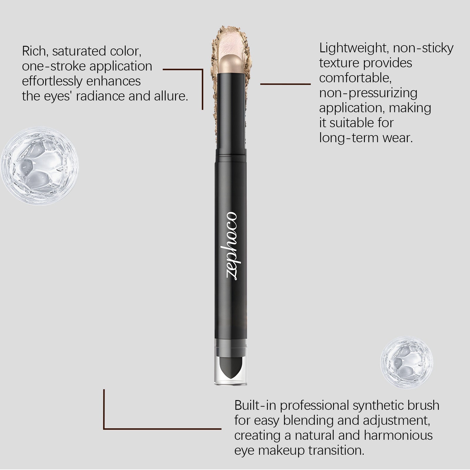Champagne Eyeshadow Stick, Long-lasting Eye Makeup, Brighten & Define Eyes ,2g