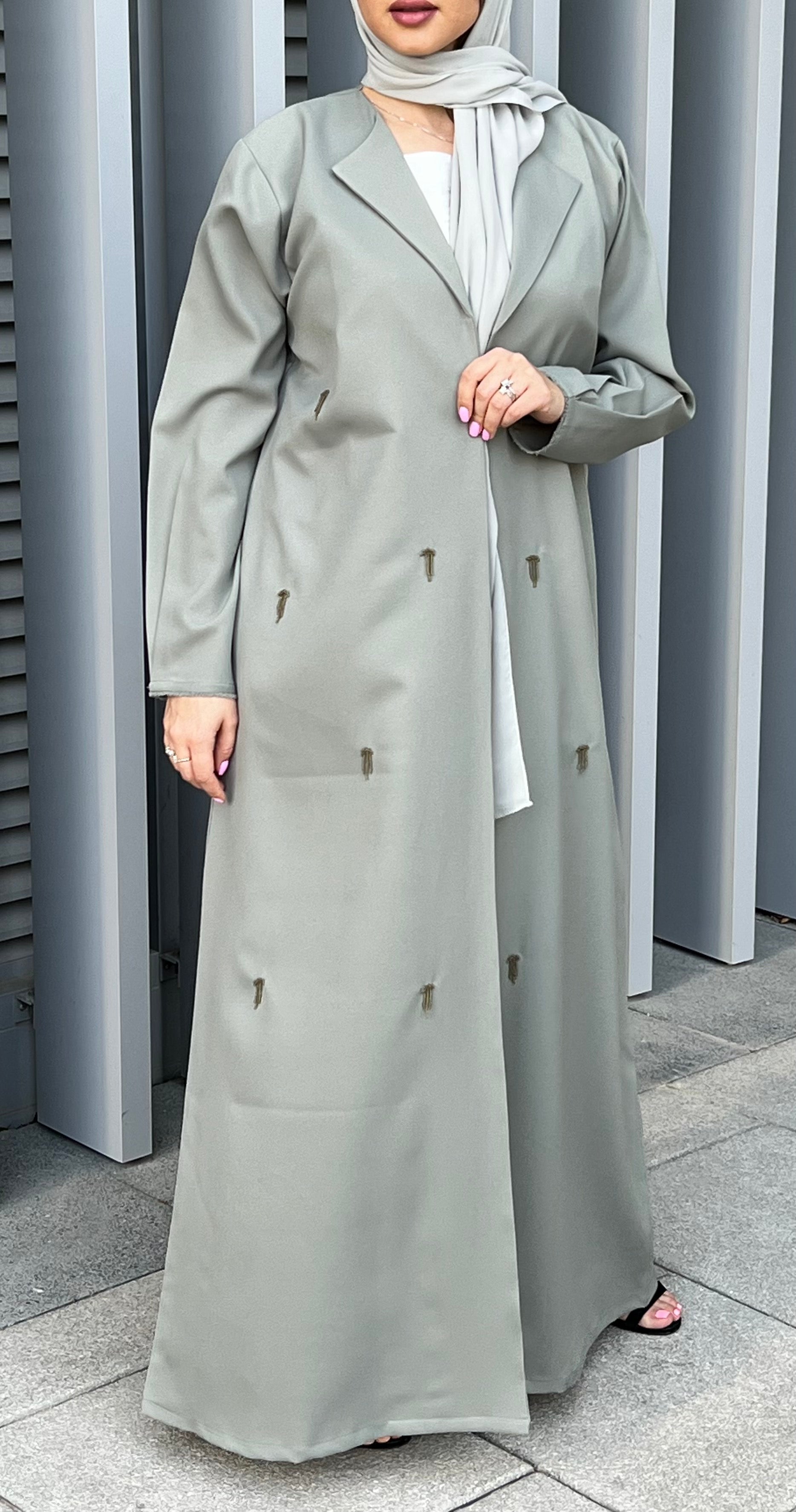 MOiSTREET Polyester Grey Abaya