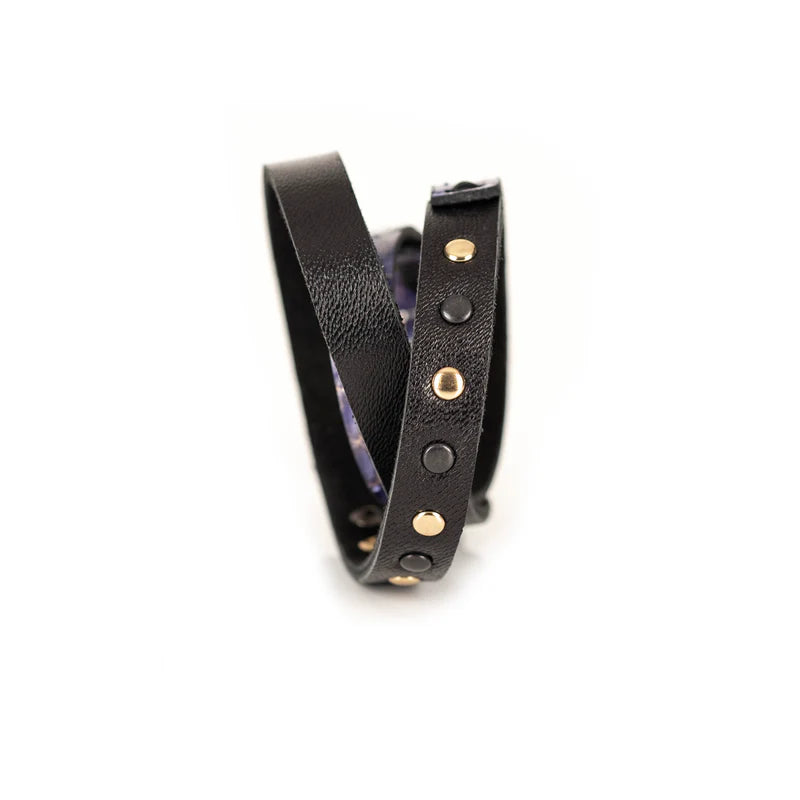 The Dark Purple Python Leather Bracelet with Rectangular Crystal