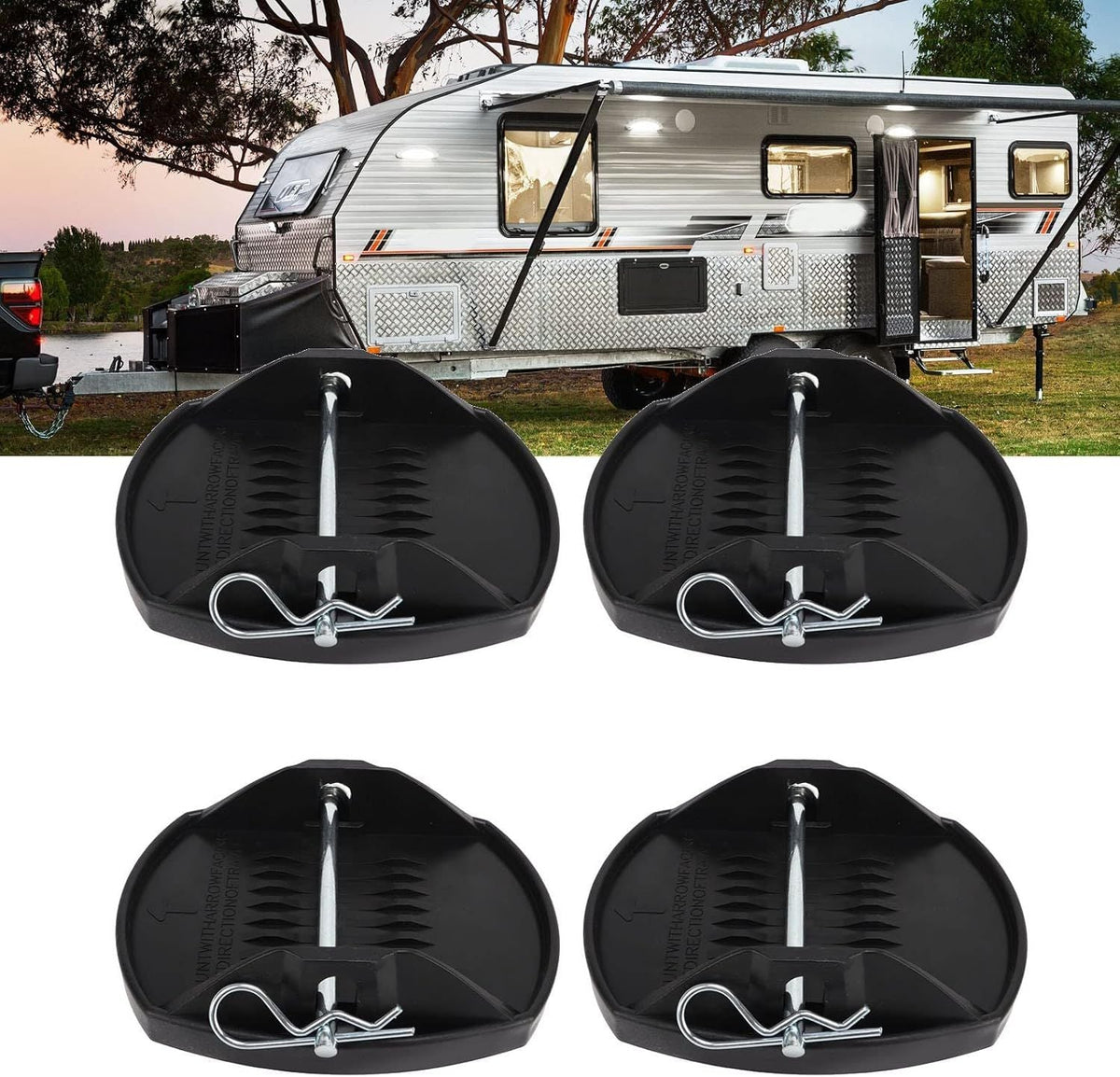 4pcs Caravan Feet Pads Heavy Duty Caravan Leg Pads Stabiliser Jack Pads