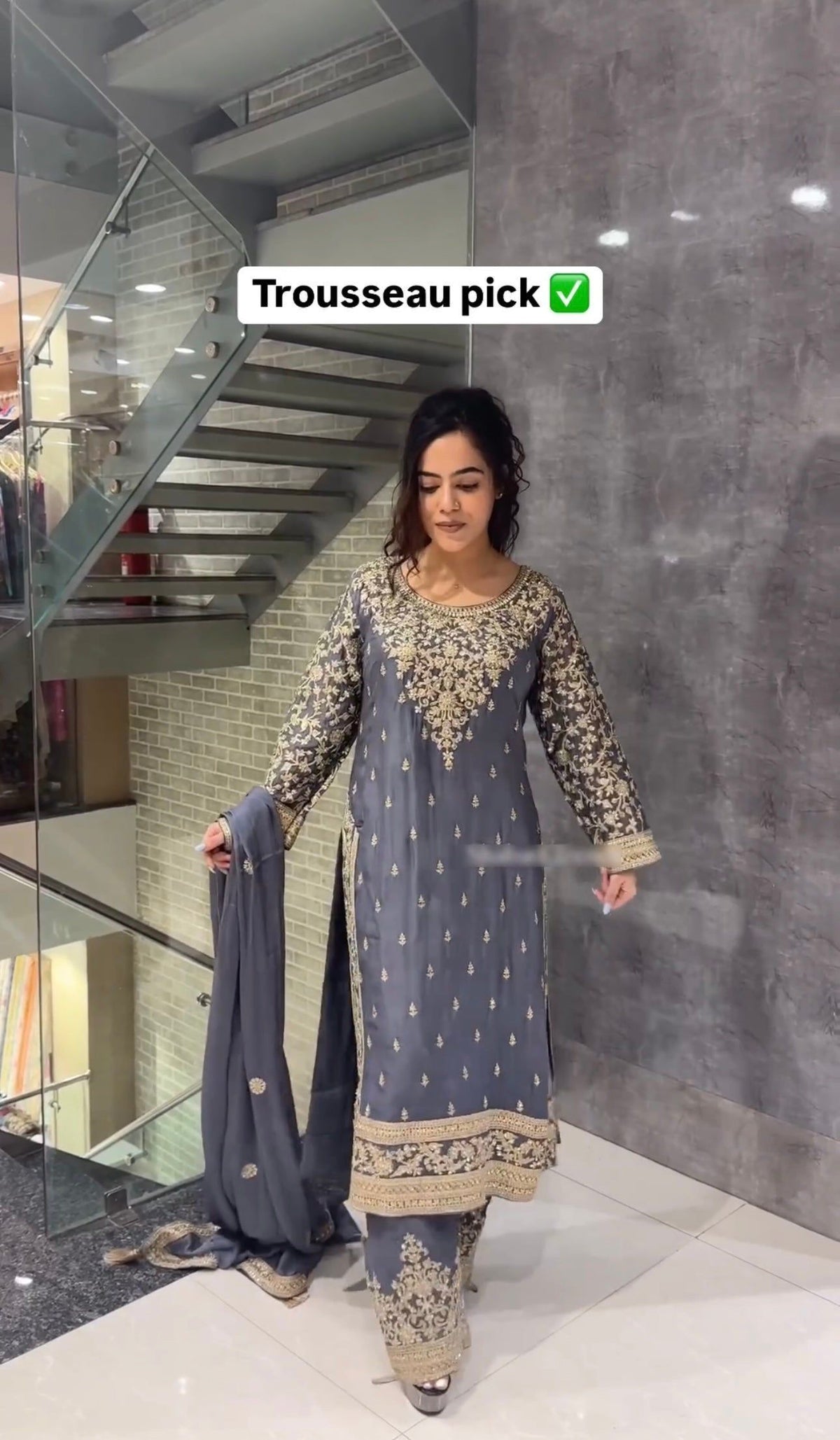 Fab Zone Beautiful Top-Bottom And Dupatta With Embroidery Sequence Work