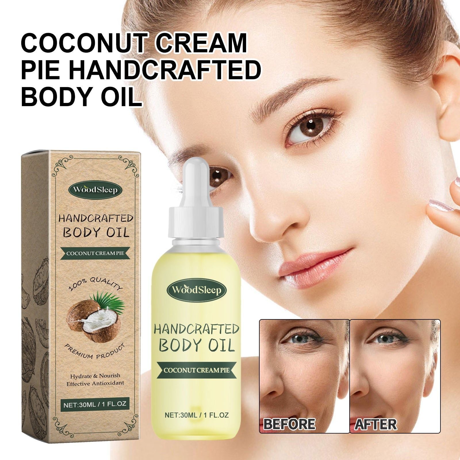 Coconut Body Oil, Deep Nourishing Moisturizer for Smooth, Youthful Skin ,30ml