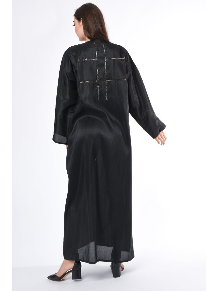 MOiSTREET Silk Blend Abaya with Hand Embroidery