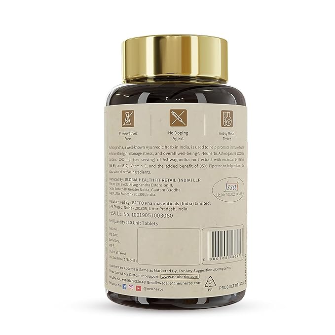 neuherbs Ashwagandha 1000 Plus with Vitamins Tablets 60