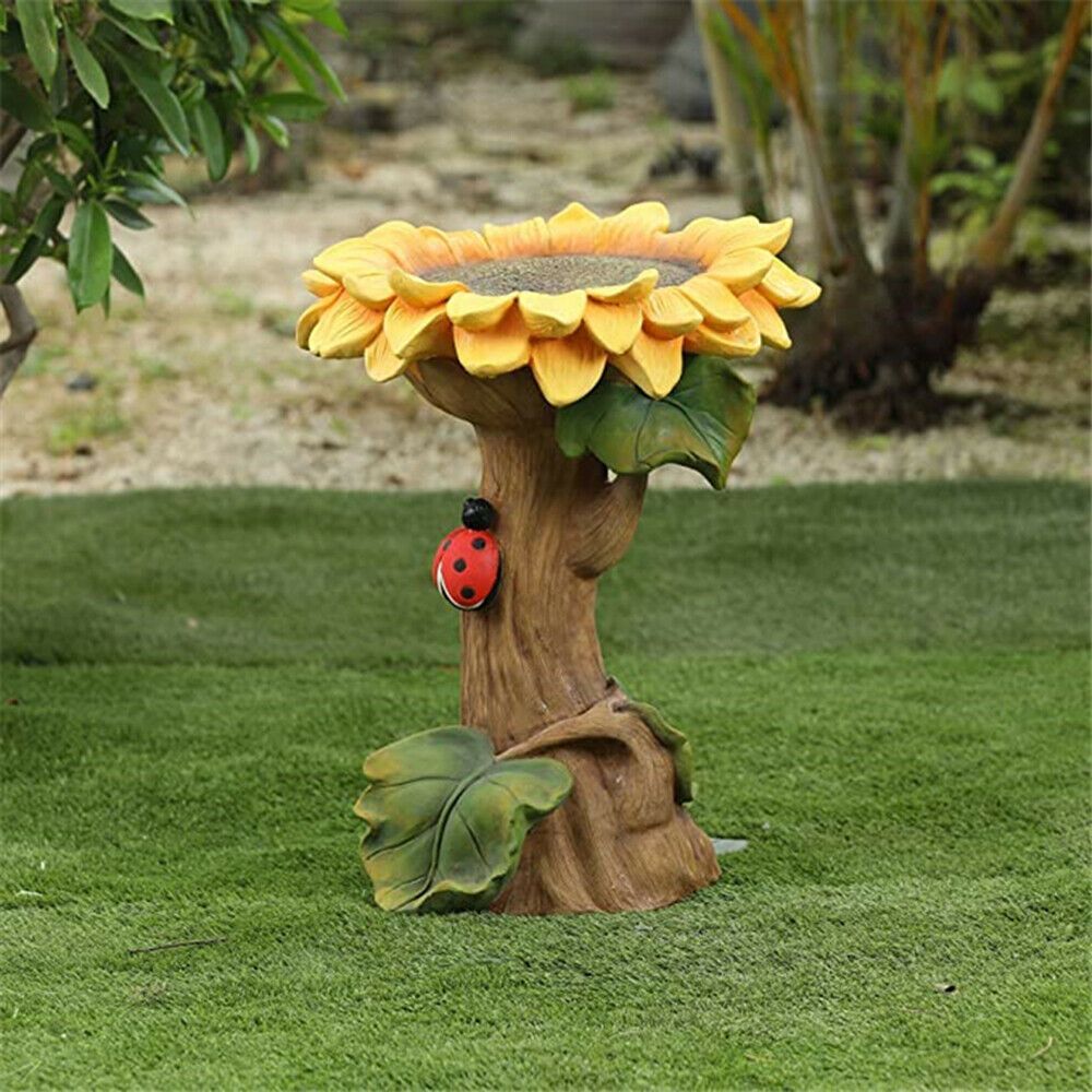 Bird Bath Feeders Bowl Garden Ornament Polyresin Handmade Decoration Outdoor