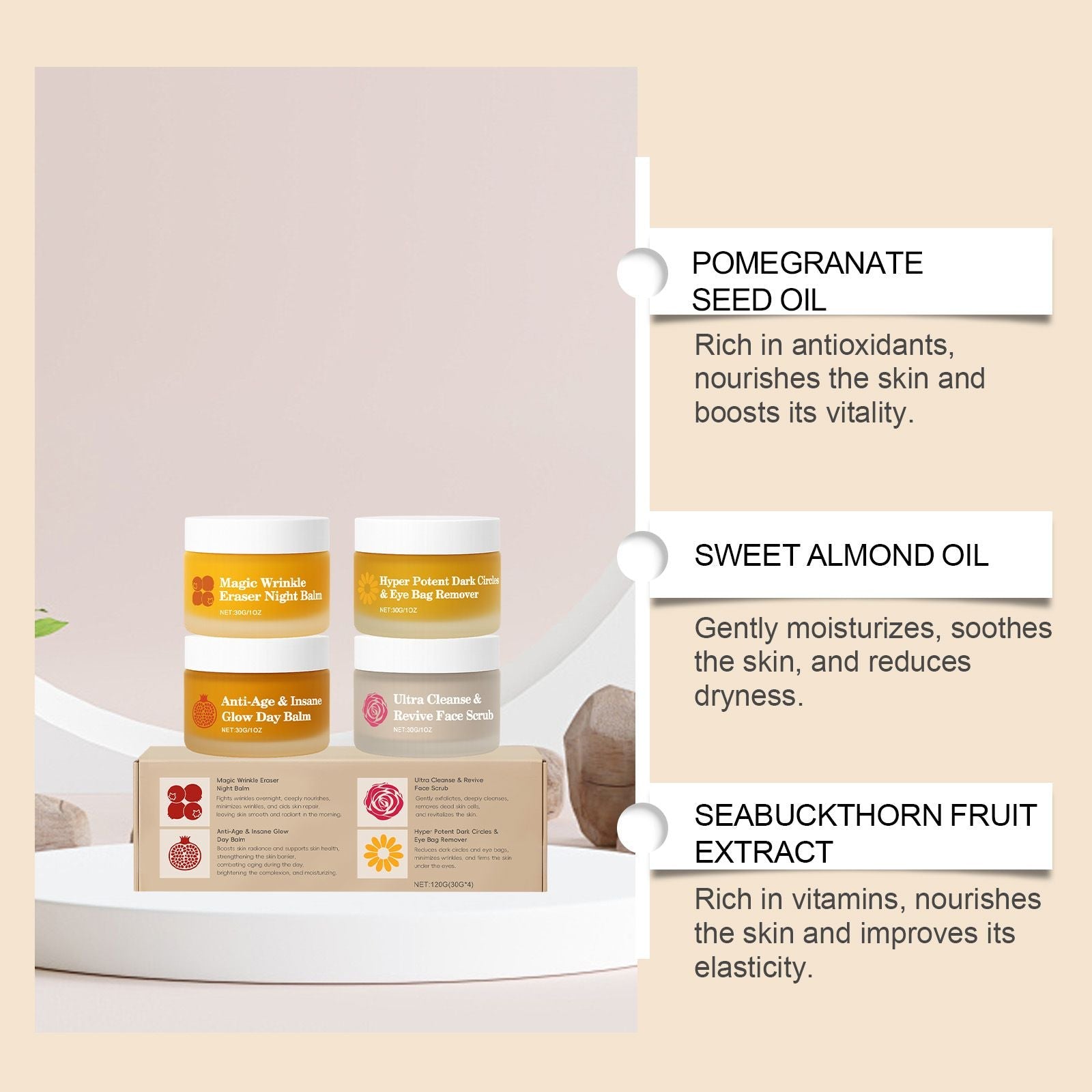 Day & Night Face Cream Set Skin Care Kit 30g x4