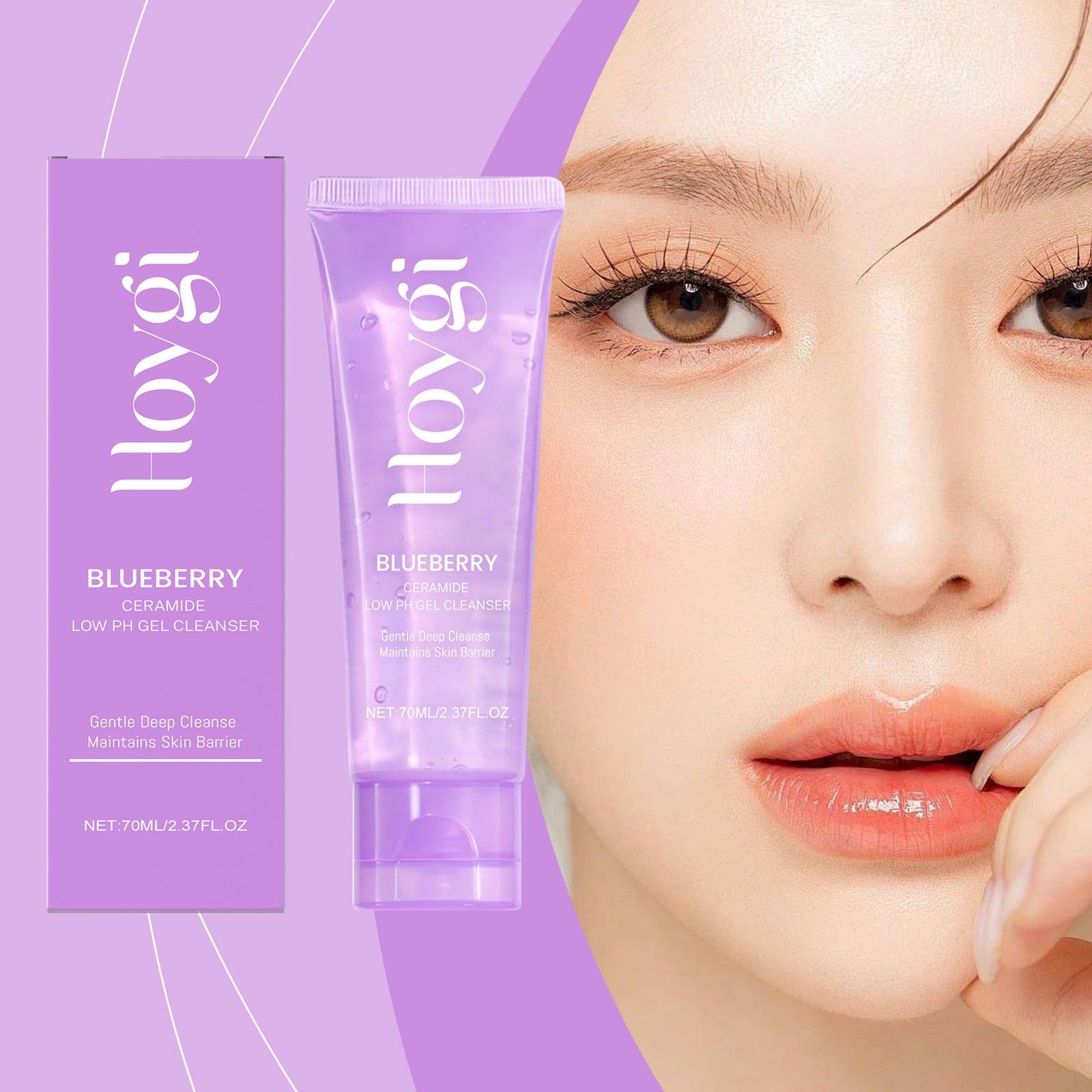 Blueberry Facial Cleansing Gel, Hydrating Moisturizer, Gentle Skin Refresh ,70ml