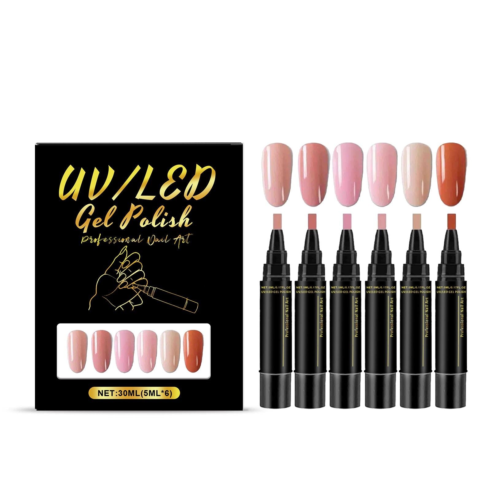 Create Stunning Nail Art with Multi-Color Gel Pen Set, Easy DIY Manicure ,6pc