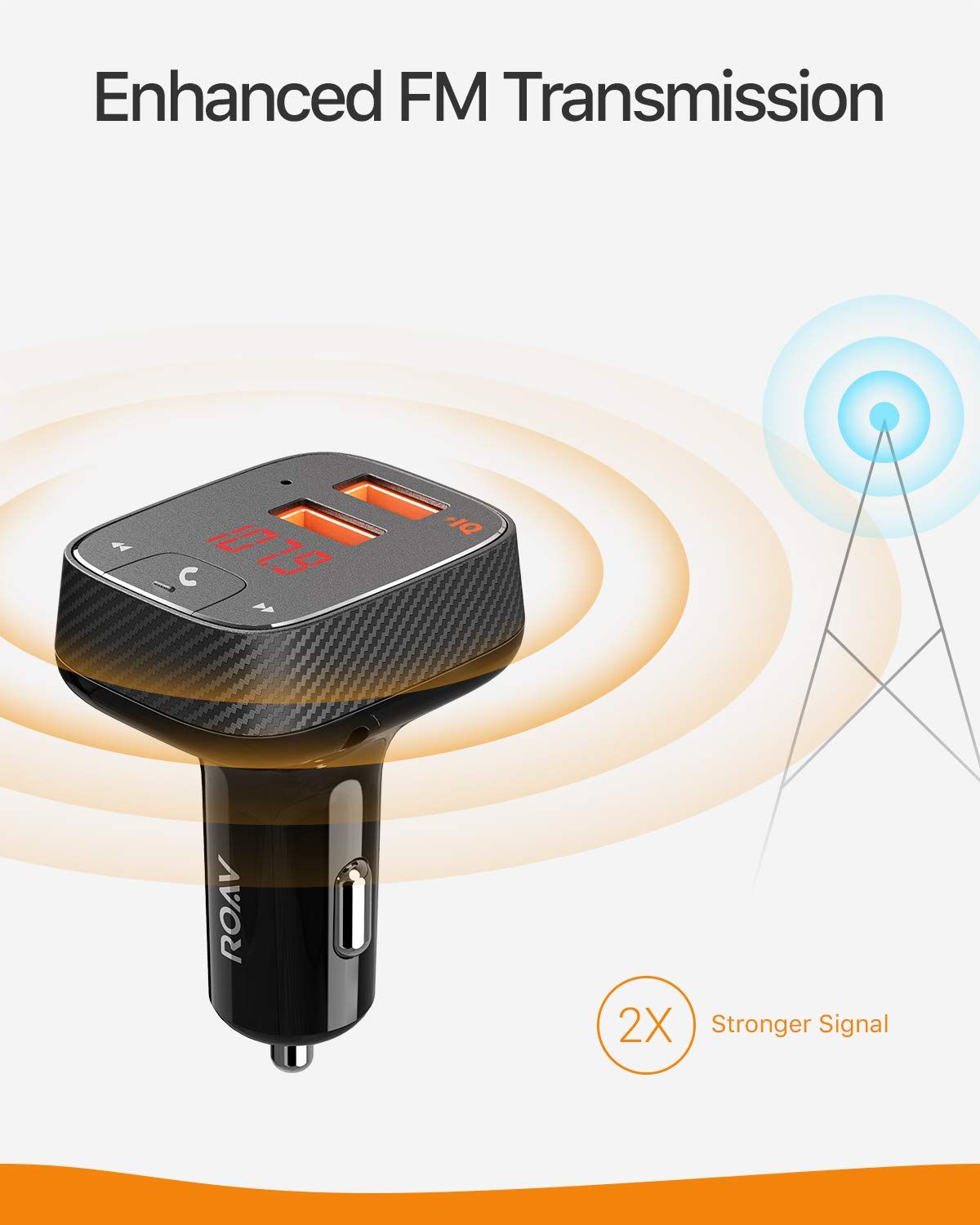 Anker Roav SmartCharge F2 Bluetooth FM Transmitter, Dual USB Car Charger & Hands-Free Calling