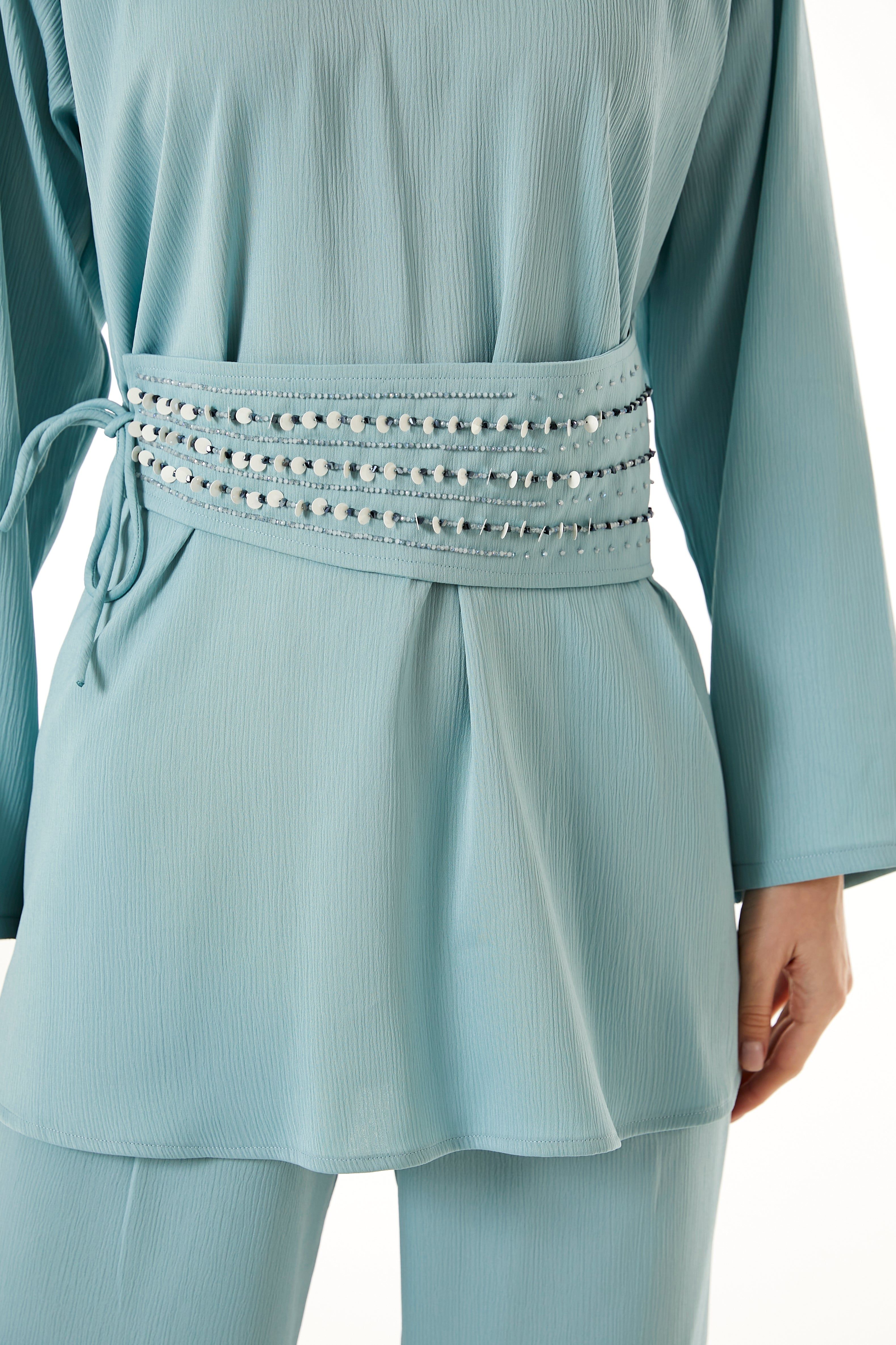 MOiSTREET Light Blue Zoom Top and Pants Set