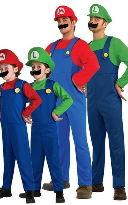 Super Mario Costume Halloween Luigi Brothers Plumber Jumpsuit Cosplay Suit For Adult Kids