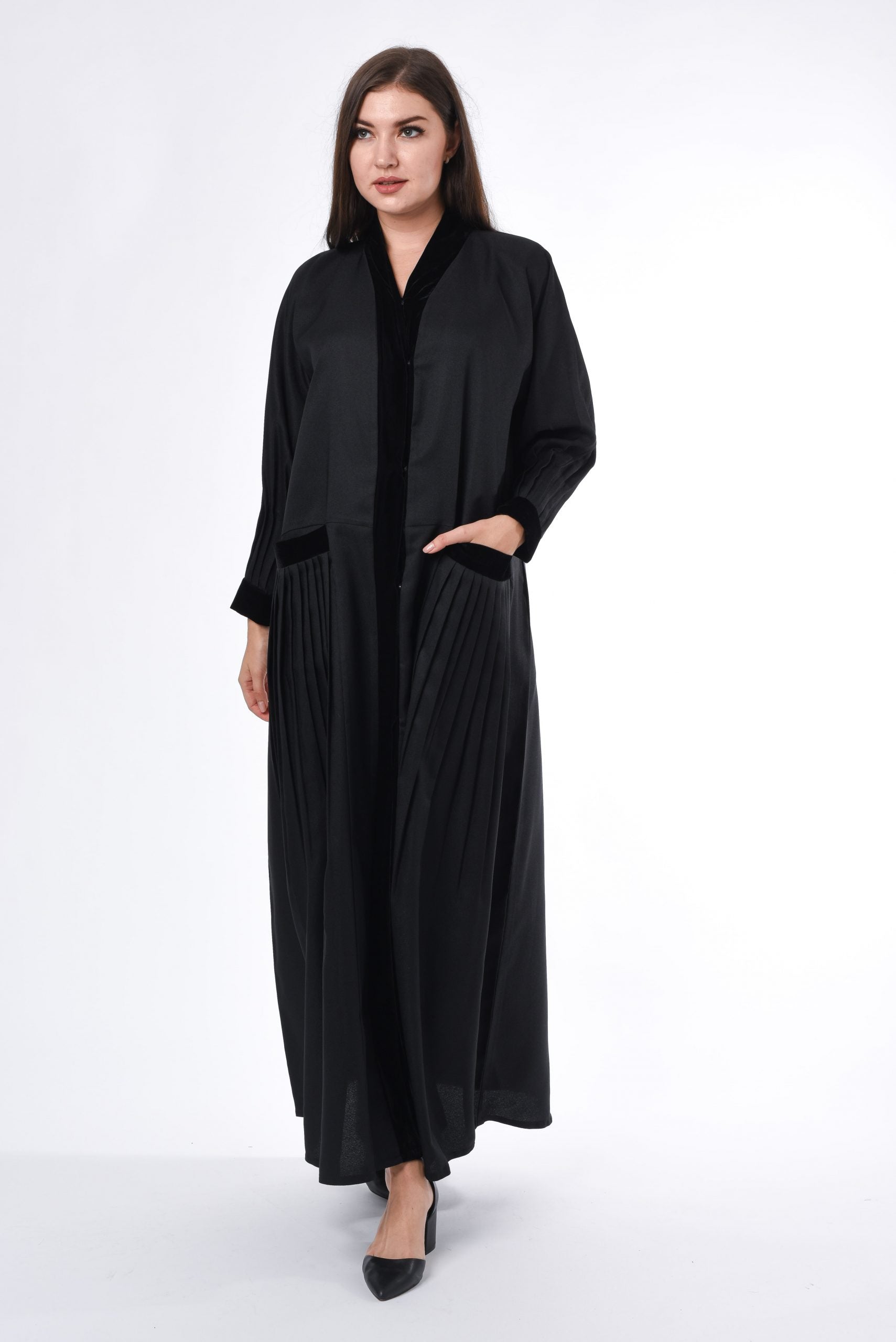 MOiSTREET Black Pleated Detail Abaya
