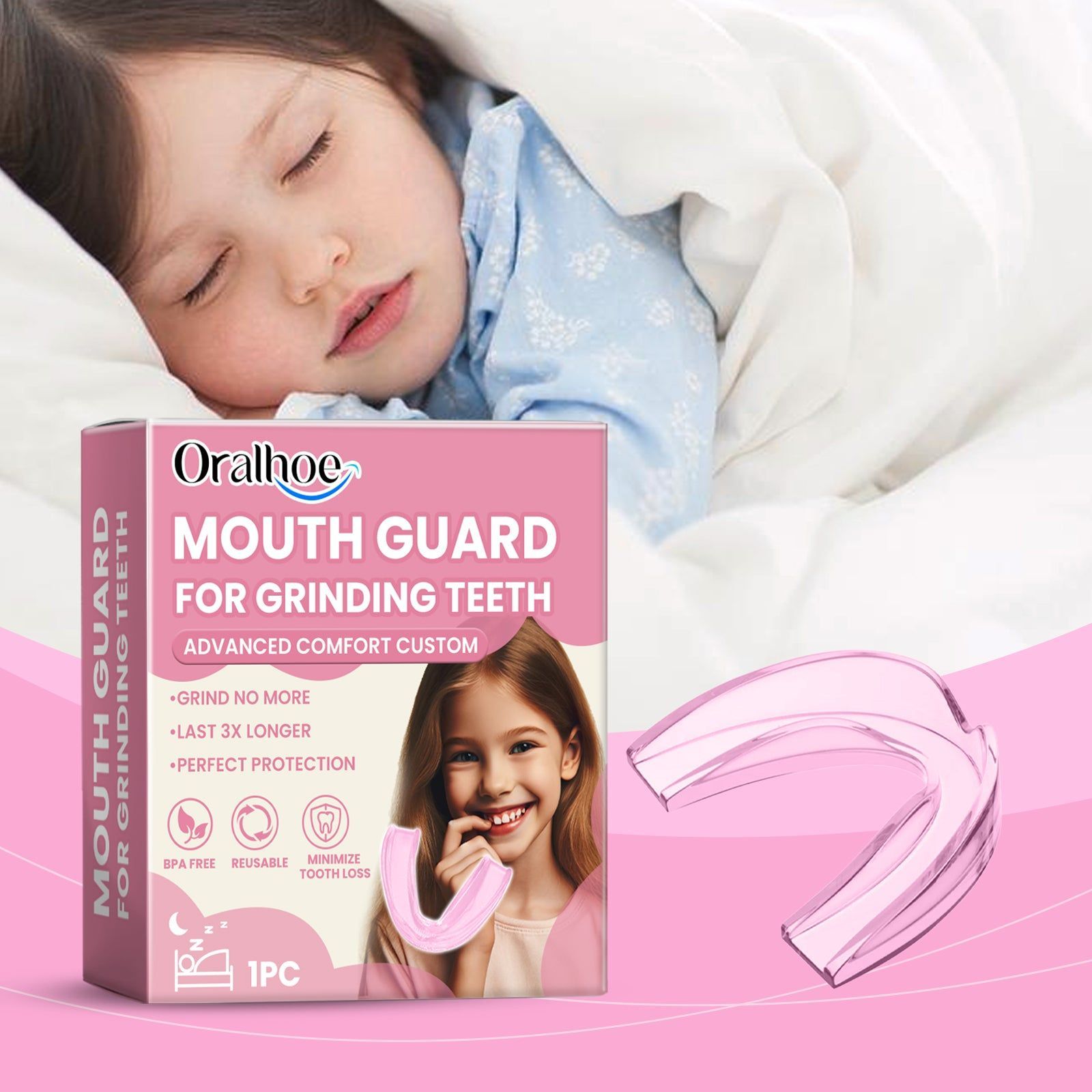 Children's Molar Mouthguard for Night Teeth Grinding, Oral Care, Sleep Better ,1pcs