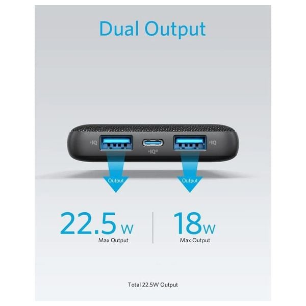 Anker PowerCore III 10000mAh PD 20W Power Bank, Fabric Black